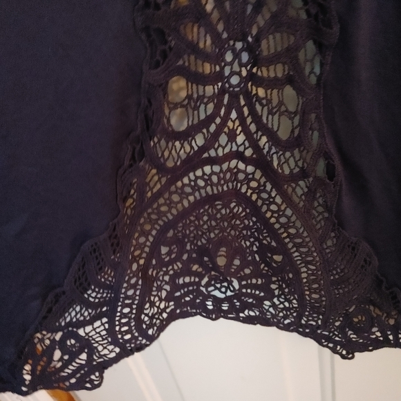 Rehoboth Open Front Cardigan XL Embroidered lace inserts back & Sleeves Boho - Picture 6 of 6